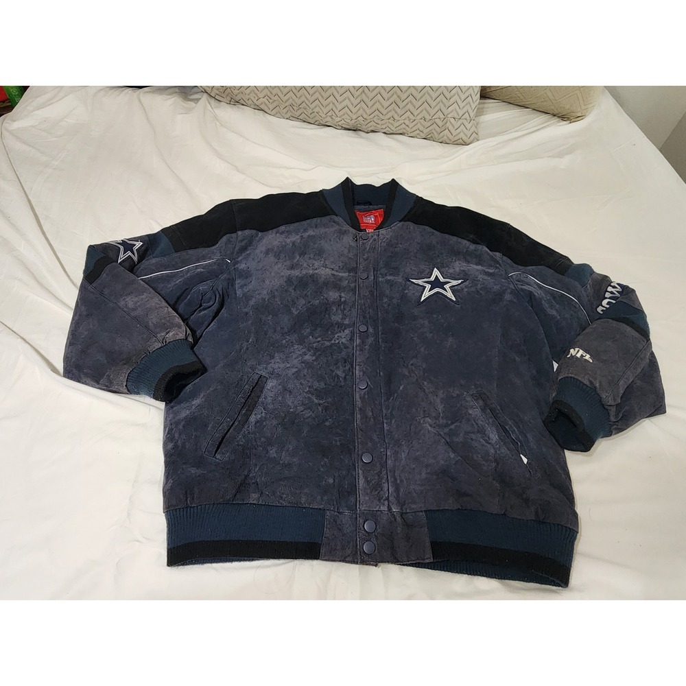 Vintage NFL‎ Dallas Cowboys G-III Leather Varsity Jacket Mens XL Blue Suede Star